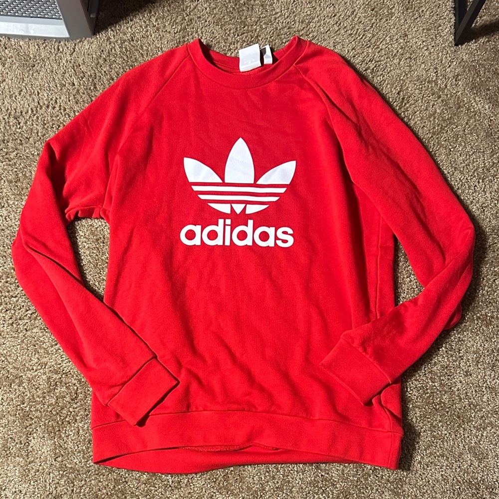Adidas Bold Red Crewneck with White Logo